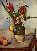 Paul Cezanne Stilleben, Tulpen und apfel oil